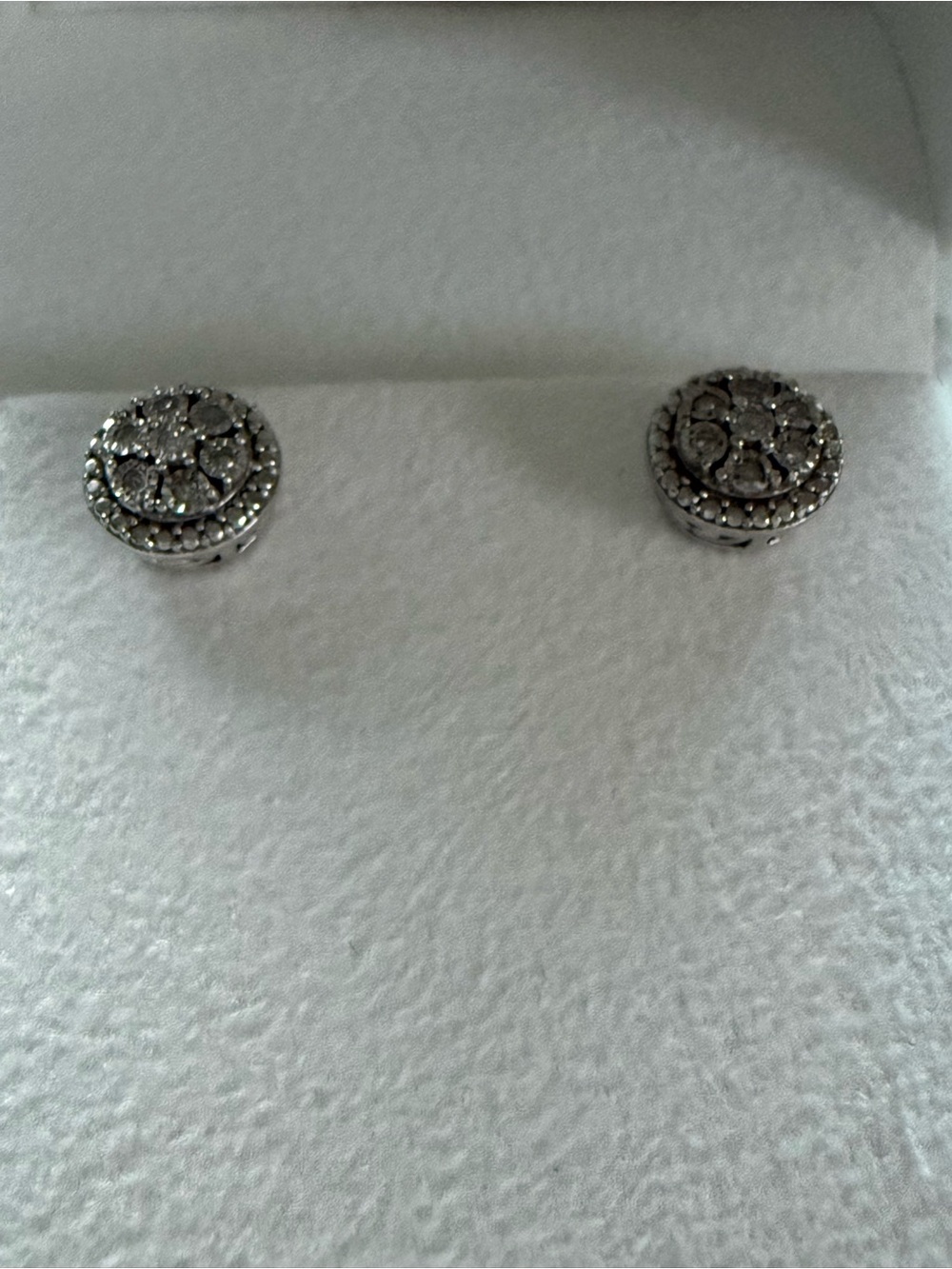 Sterling Silver and Diamond Round Stud Earrings